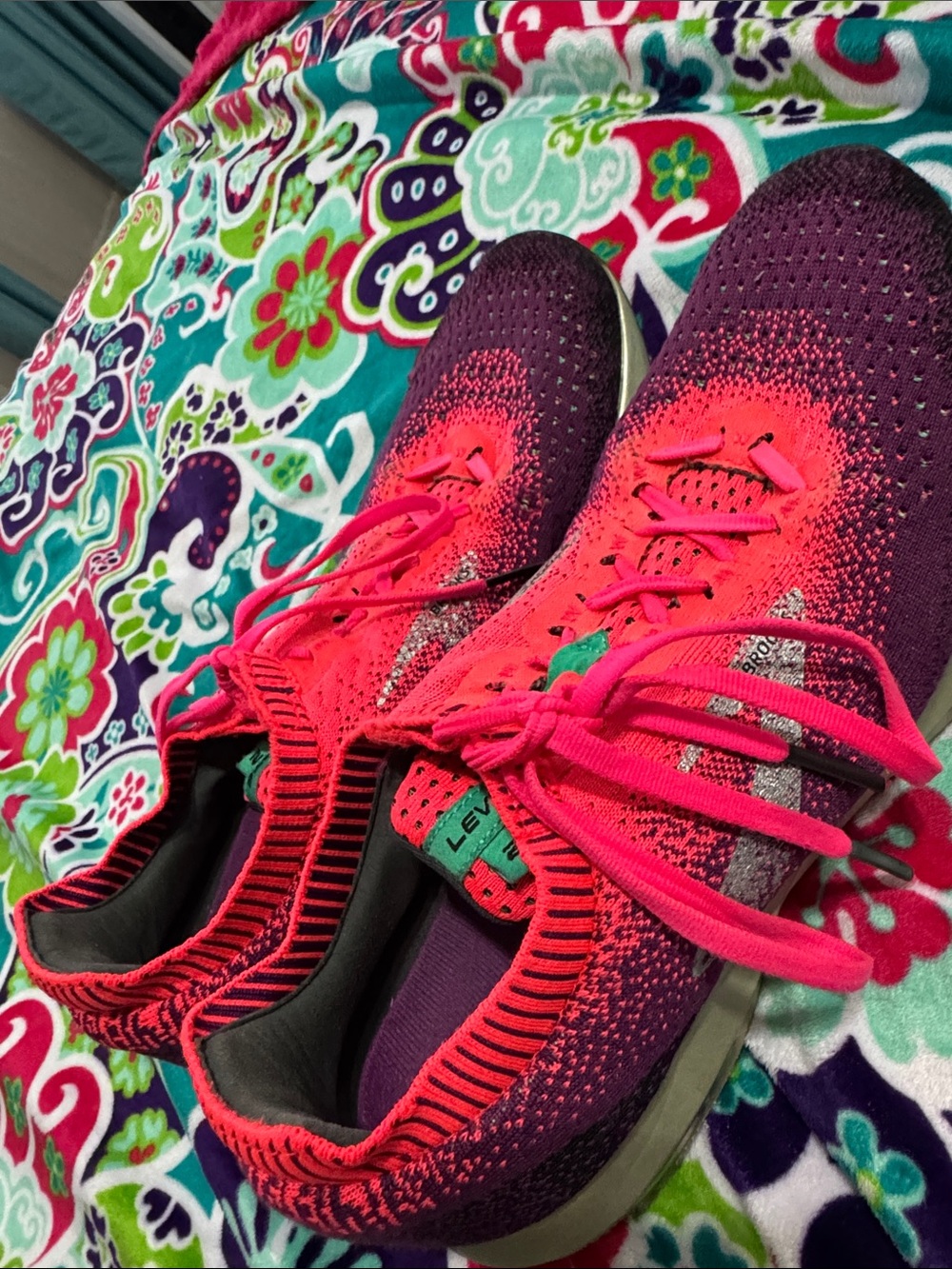 levity Pink and Purple Knit Athletic Sneakers